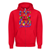 Red autism i'll be just fine with a mom like mine Zipper Hoodie - Artiststas