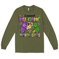 Army Green i paused my game for mardi gras Long Sleeve Tee - MaliasSmallBusiness