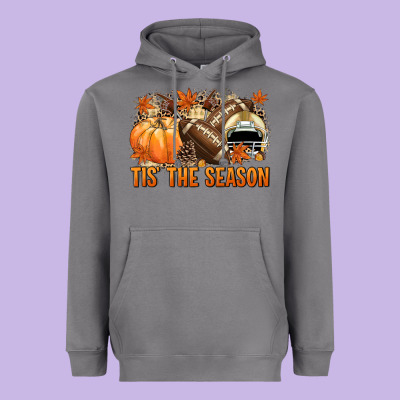 Tis' The Season Football And Light Yellow Helmet Heavyweight Hoodie Designed By Nancycooperartshop