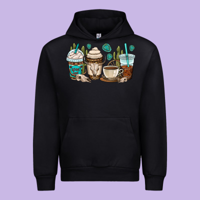 Bull Skull Coffee Cups Urban Hoodie Designed By Oliviacreatesart
