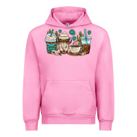 Fuchsia Pink bull skull coffee cups Urban Hoodie - OliviaCreatesArt