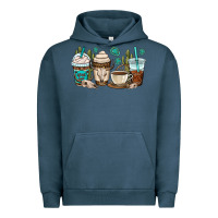 Pigment Midnight Navy bull skull coffee cups Urban Hoodie - OliviaCreatesArt