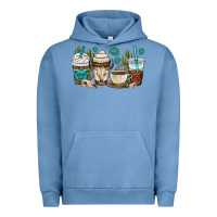 Pigment Pebble Blue bull skull coffee cups Urban Hoodie - OliviaCreatesArt