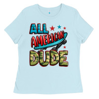 Baby Blue all american dude Ladies Tee - Zillion Design Studio