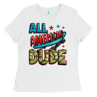 White all american dude Ladies Tee - Zillion Design Studio