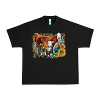 Black Hereford Cow and Hereford Calf With Leopard Urban Heavy Tee - LillyAllenDesigns