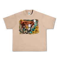 Burro Hereford Cow and Hereford Calf With Leopard Urban Heavy Tee - LillyAllenDesigns