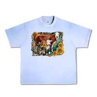 Grape Ice Hereford Cow and Hereford Calf With Leopard Urban Heavy Tee - LillyAllenDesigns