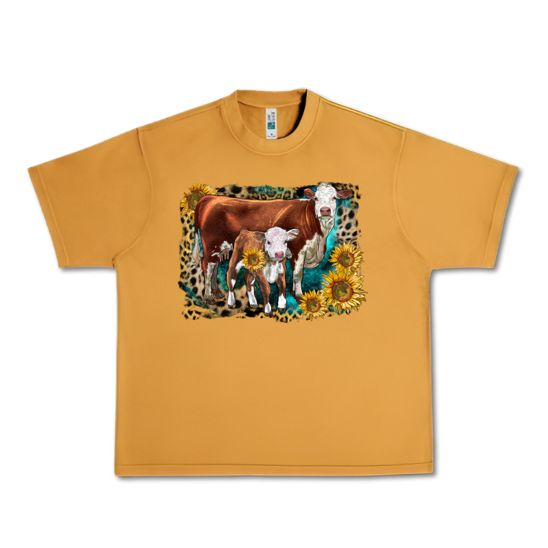 Hereford Cow And Hereford Calf With Leopard Urban Heavy Tee by LillyAllenDesigns | Teevron