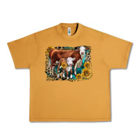 Peanut Butter Hereford Cow and Hereford Calf With Leopard Urban Heavy Tee - LillyAllenDesigns