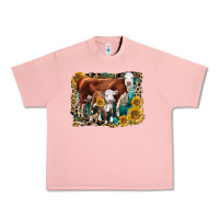 Salmon Hereford Cow and Hereford Calf With Leopard Urban Heavy Tee - LillyAllenDesigns