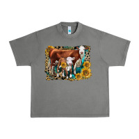 Tornado Hereford Cow and Hereford Calf With Leopard Urban Heavy Tee - LillyAllenDesigns