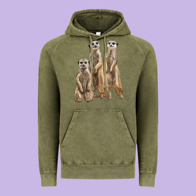 3 Meerkat Vintage Hoodie Designed By Lillyallendesigns