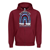 Burgundy we wear blue for autism awareness accept understan Zipper Hoodie - Artiststas