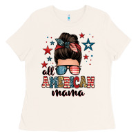 Bone all american mama messy bun Ladies Tee - Zillion Design Studio
