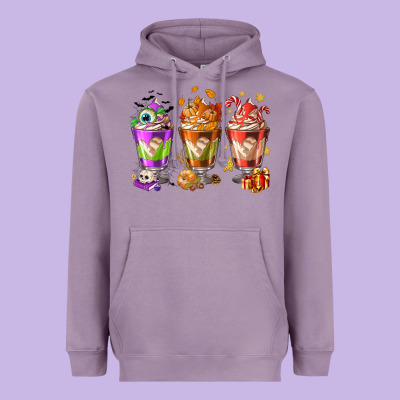 Hallothanksmas Coffee Cups Heavyweight Hoodie Designed By Nancycooperartshop