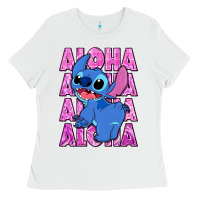 White aloha stitch Ladies Tee - Zillion Design Studio