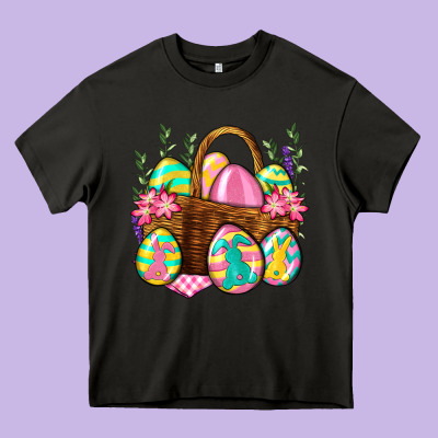 Easter Eggs With Basket Easter Day Heavy Core Tee Designed By Neo Western