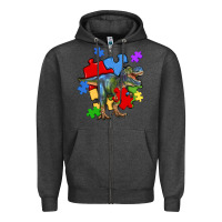 Charcoal Heather autism t rex Zipper Hoodie - Artiststas