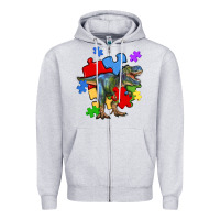 Heather Grey autism t rex Zipper Hoodie - Artiststas