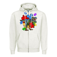 Oatmeal Heather autism t rex Zipper Hoodie - Artiststas