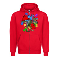 Red autism t rex Zipper Hoodie - Artiststas