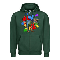 Sports Green autism t rex Zipper Hoodie - Artiststas