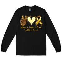 Black Peace love cure Bone Cancer Long Sleeve Tee - NancyCooperArtShop