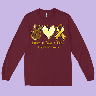 Peace Love Cure Bone Cancer Long Sleeve Tee Designed By Nancycooperartshop