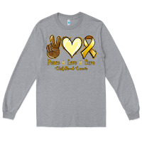 Heather Grey Peace love cure Bone Cancer Long Sleeve Tee - NancyCooperArtShop