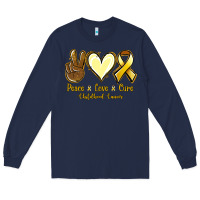 Navy Peace love cure Bone Cancer Long Sleeve Tee - NancyCooperArtShop