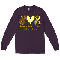 Plum Peace love cure Bone Cancer Long Sleeve Tee - NancyCooperArtShop