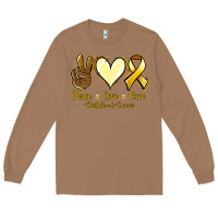 Toasted Coconut Peace love cure Bone Cancer Long Sleeve Tee - NancyCooperArtShop