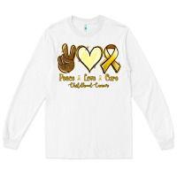 White Peace love cure Bone Cancer Long Sleeve Tee - NancyCooperArtShop