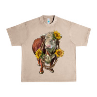 French Oak hereford bull rope and sunflowers Urban Heavy Tee - LillyAllenDesigns
