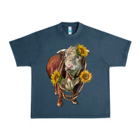 Midnight Navy hereford bull rope and sunflowers Urban Heavy Tee - LillyAllenDesigns