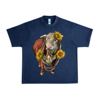 Navy hereford bull rope and sunflowers Urban Heavy Tee - LillyAllenDesigns