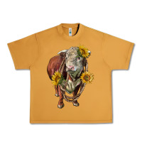 Peanut Butter hereford bull rope and sunflowers Urban Heavy Tee - LillyAllenDesigns