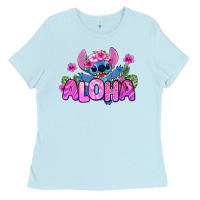 Baby Blue aloha summer stitch Ladies Tee - Zillion Design Studio