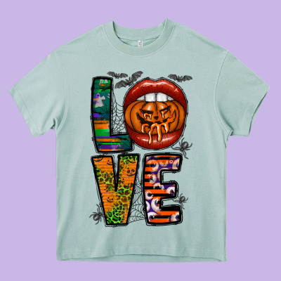 Love Halloween Lips Heavy Core Tee Designed By Cowhidedigitalart