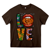 Chocolate Brown Love Halloween Lips Heavy Core Tee - CowhideDigitalArt