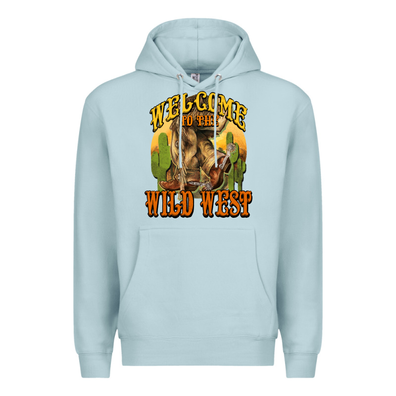 Welcome To The Wild West Cowboy Boots Premium Hoodie by HowdyJamesFarm | Teevron