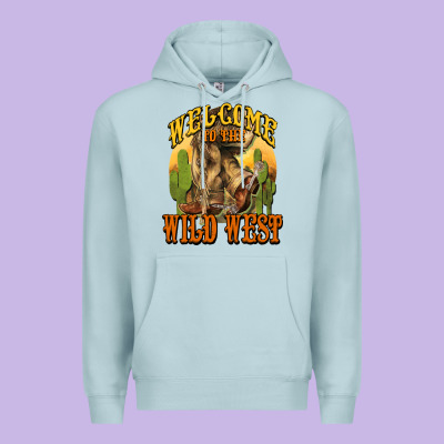 Welcome To The Wild West Cowboy Boots Premium Hoodie Designed By Howdyjamesfarm