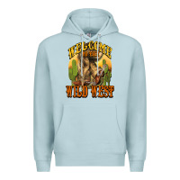 Blue Mist Welcome to the wild west Cowboy boots Premium Hoodie - HowdyJamesFarm