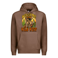 Chestnut Welcome to the wild west Cowboy boots Premium Hoodie - HowdyJamesFarm