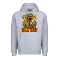 Heather Grey Welcome to the wild west Cowboy boots Premium Hoodie - HowdyJamesFarm