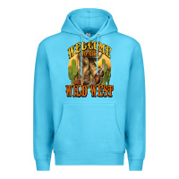 Ocean Blue Welcome to the wild west Cowboy boots Premium Hoodie - HowdyJamesFarm