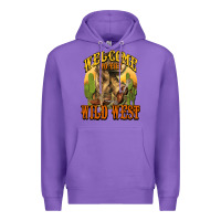 Purple Welcome to the wild west Cowboy boots Premium Hoodie - HowdyJamesFarm