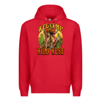 Red Welcome to the wild west Cowboy boots Premium Hoodie - HowdyJamesFarm