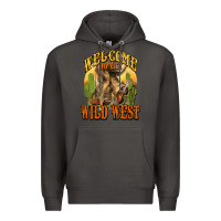Smoke Welcome to the wild west Cowboy boots Premium Hoodie - HowdyJamesFarm